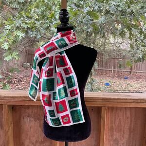 Echo Women's Vintage Christmas Theme Scarf Red White And Green 100% Polyester
